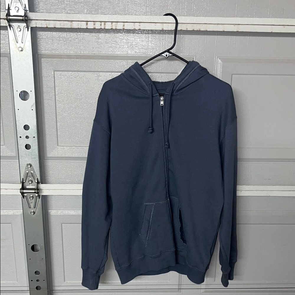Hollister Men's Deep Blue Zip-Up Sweater